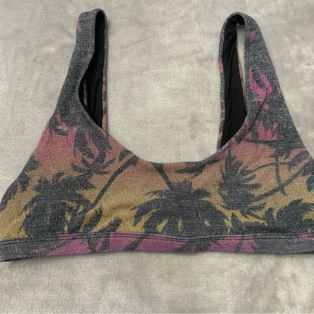 New! Beach Riot Payton top hibiscus shine sparkle floral 10021 - Picture 4 of 9